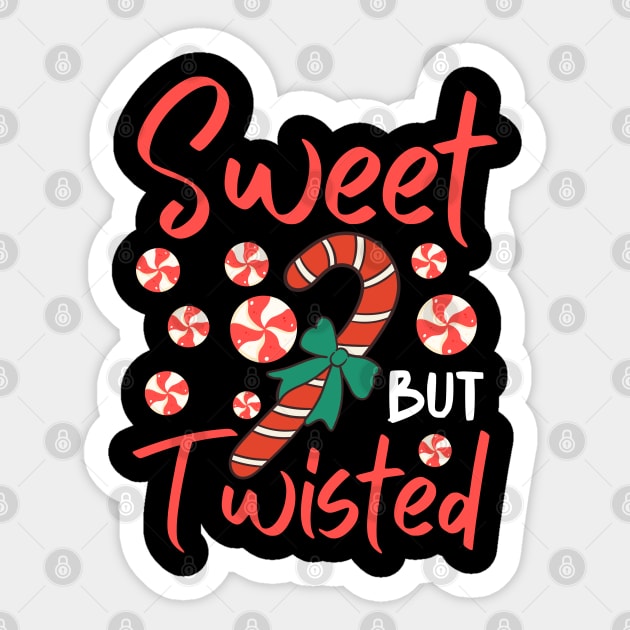 Sweet But Twisted Candy Cane Christmas Aesthetic Sticker by Creatifly Graphic Tees